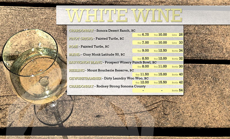 turtle bay white wine menu
