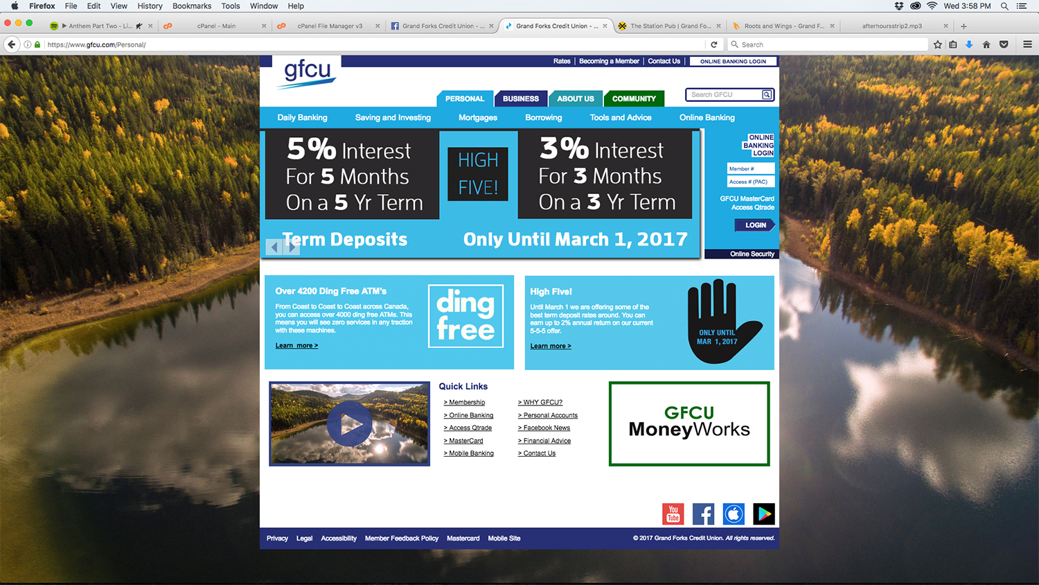 Grand Forks Credit Union Website screen shot