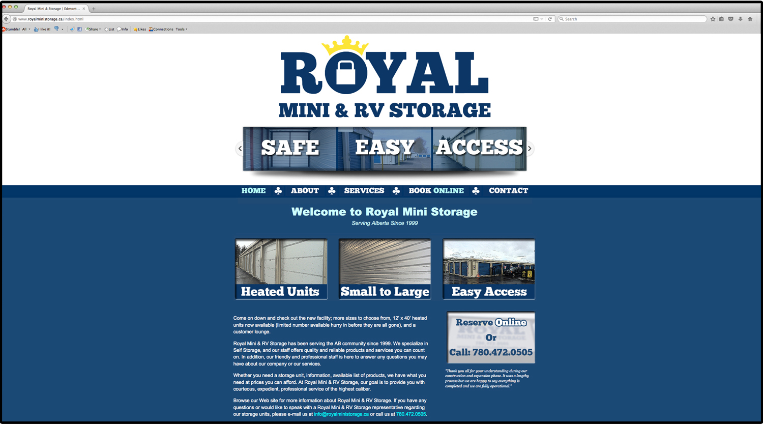 royal mini storage website screen shot